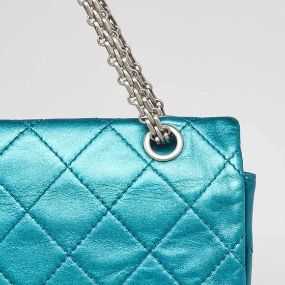 Chanel Turquoise 2.55 Reissue Quilted Classic Calfskin Leather 227 Jumbo Flap... Shoulder Bags